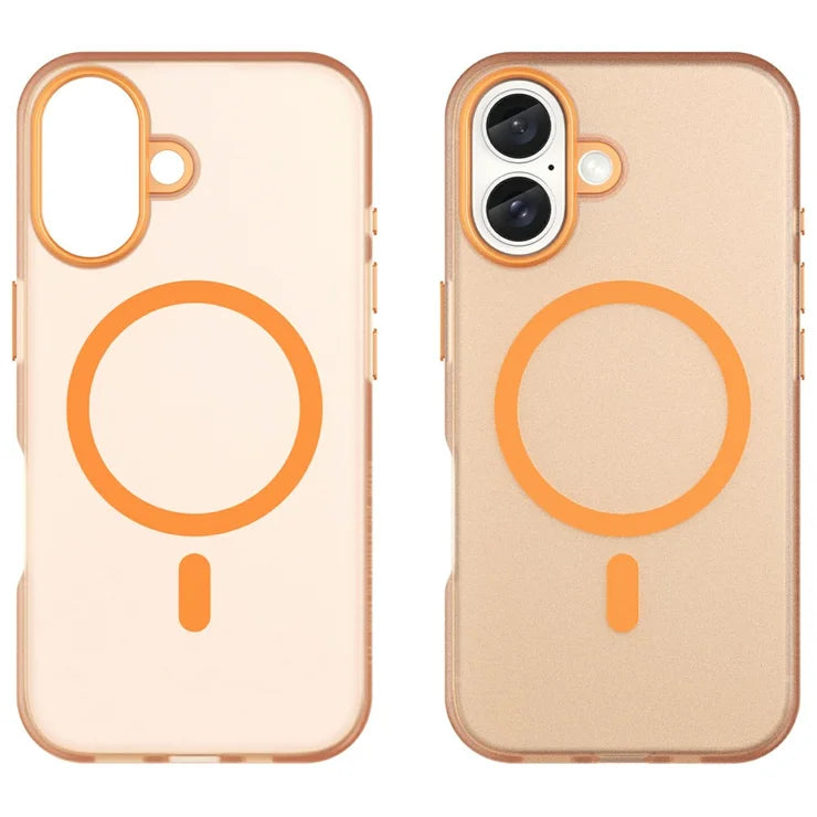 iPhone 16 Cover Kompatibel med MagSafe TPU + PC Slank Mat Gennemsigtig Telefoncover - Orange