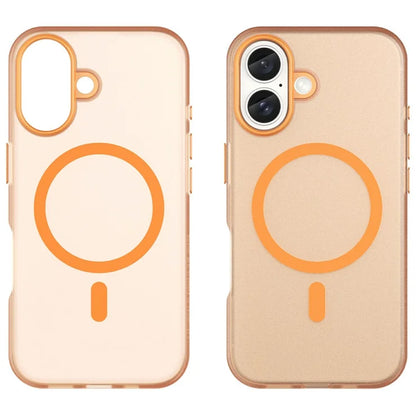 iPhone 16 Cover Kompatibel med MagSafe TPU + PC Slank Mat Gennemsigtig Telefoncover - Orange