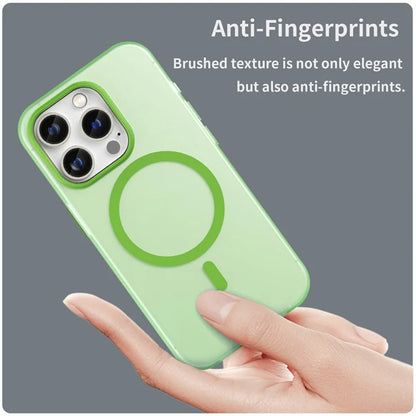 Magnetisk Cover til iPhone 14 Pro Max Kompatibel med MagSafe Gennemsigtigt Mat Bagcover - Fluorescerende Grøn