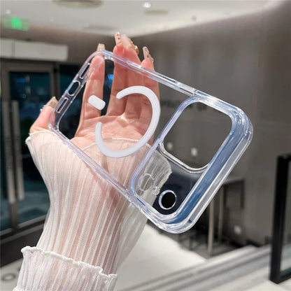 iPhone 17 Pro Max Magnetic Clear Case PC +TPU Hybrid Phone Cover Compatible with MagSafe