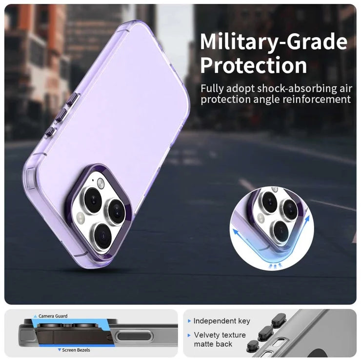 iPhone 16 Pro Cover PC+TPU+PET Mat Anti-Tab Telefon Bagcover - Lilla