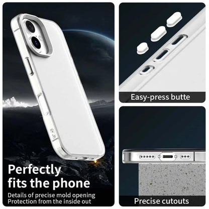 iPhone 16 Plus Case PC+TPU+PET Matte Anti-Drop Phone Back Cover - White