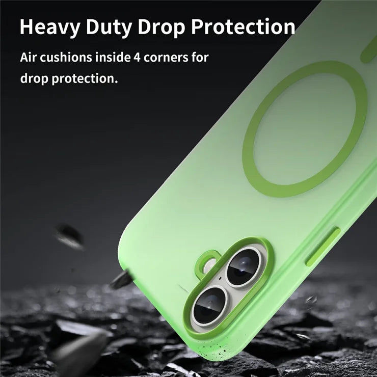iPhone 16 Plus Cover kompatibelt med MagSafe TPU + PC Slankt Mat Gennemsigtigt Telefoncover - Grøn