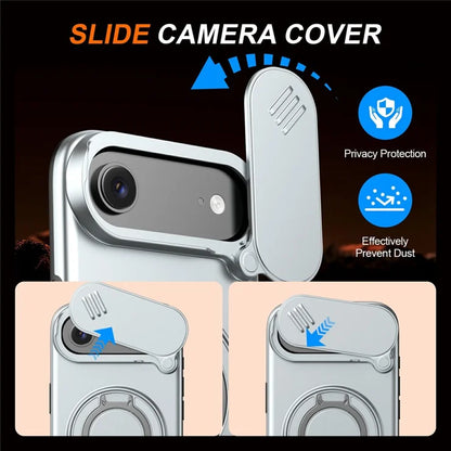 iPhone Air magnetisk cover ring kickstand skydbart kamera beskyttelsescover TPU PC hybridtelefoncover - Grå