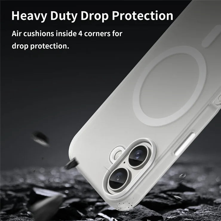 iPhone 16 Cover Kompatibel med MagSafe TPU + PC Slank Mat Gennemsigtig Telefoncover - Hvid