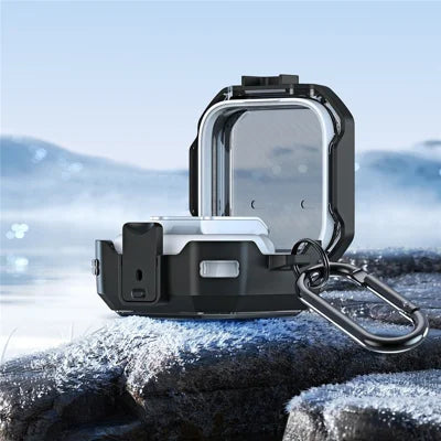 DUX DUCIS SECE -sarjan suojakotelo Samsung Galaxy Buds4 / Buds4 Pro -kuulokkeille iskunkestävällä PC + TPU -materiaalilla ja metallikoukulla - musta