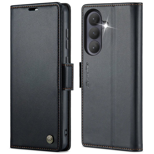 CASEME til Samsung Galaxy S26+ Cover 023-serien RFID-blokerende skinnende stander telefoncover - Sort