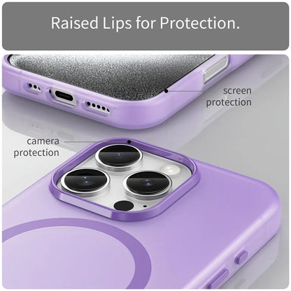 iPhone 16 Pro Cover kompatibelt med MagSafe TPU + PC Slankt Mat Gennemsigtigt Telefoncover - Mørkelilla