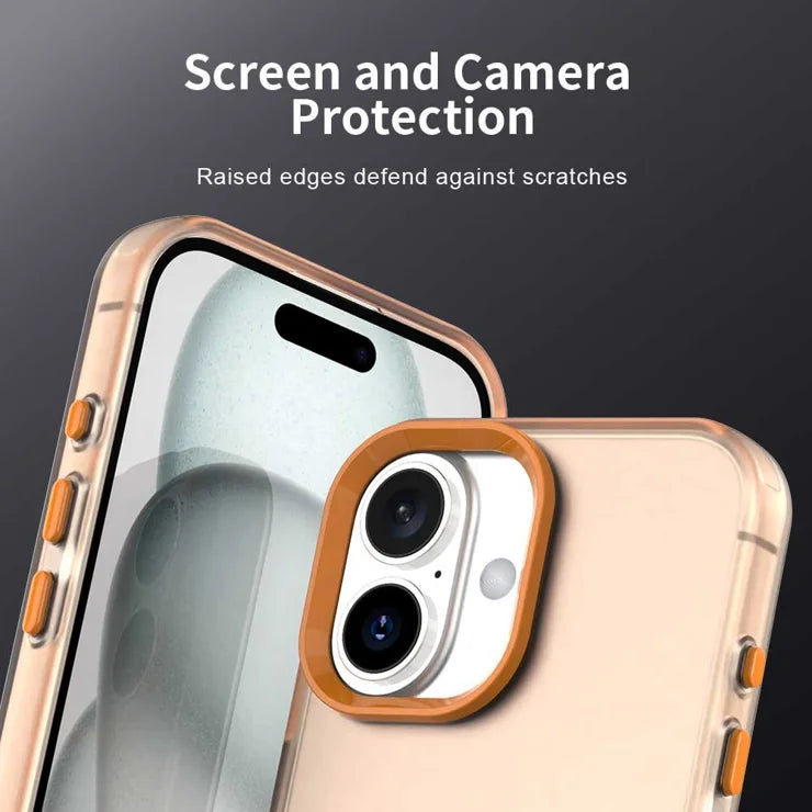 iPhone 16 Cover PC+TPU+PET Mat Anti-drop Telefon Bagcover - Orange