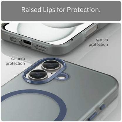 iPhone 16 Cover Kompatibel med MagSafe TPU + PC Slank Mat Gennemsigtigt Telefoncover - Mørkeblå
