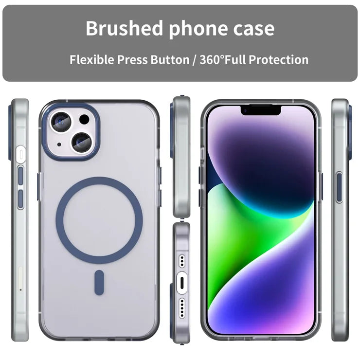 iPhone 14 Translucent Phone Case Matte Design Compatible with MagSafe Wireless Charging - Dark Blue