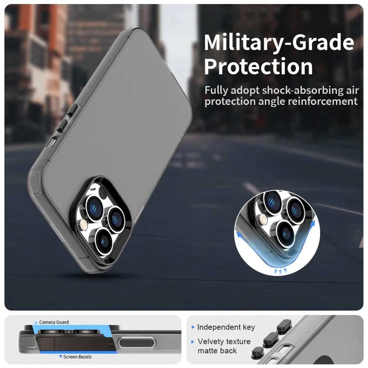 iPhone 14 Pro Max Cover PC+TPU+PET Mat Anti-Drop Telefon Bagside Cover - Sort