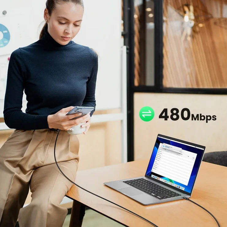 UGREEN 15177 1,5 m PD 100 W hurtigopladning USB-C til USB-C-kabel til iPhone / Macbook / iPad datakabel