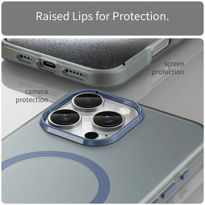 iPhone 16 Pro Max Case Compatible with MagSafe TPU + PC Slim Matte Translucent Phone Cover - Dark Blue