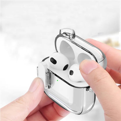 Til Apple AirPods 4 Earphone Protective Case Snap Switch Ice Crystal Clear TPU+PC Cover - Gennemsigtig