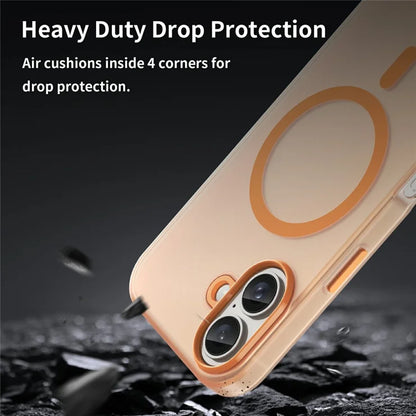iPhone 16 Cover Kompatibel med MagSafe TPU + PC Slank Mat Gennemsigtig Telefoncover - Orange