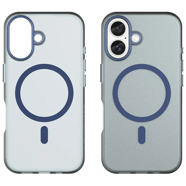 iPhone 16 Cover Kompatibel med MagSafe TPU + PC Slank Mat Gennemsigtigt Telefoncover - Mørkeblå