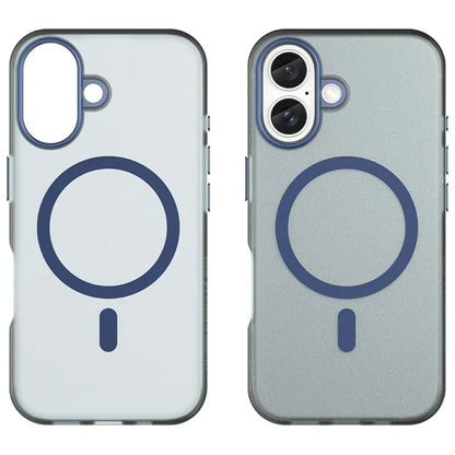 iPhone 16 Cover Kompatibel med MagSafe TPU + PC Slank Mat Gennemsigtigt Telefoncover - Mørkeblå