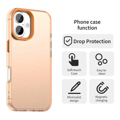 iPhone 16 Cover PC+TPU+PET Mat Anti-drop Telefon Bagcover - Orange