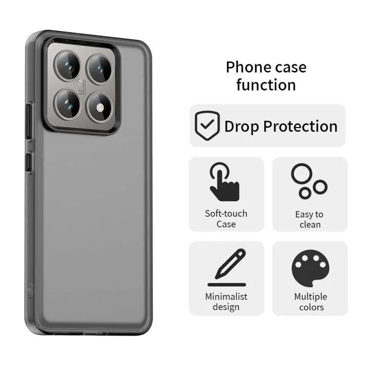 Xiaomi 14T Pro Cover PC+TPU+PET Mat Antidrop Telefon Bagcover - Sort