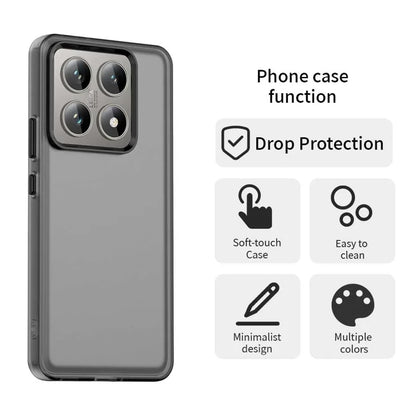 Xiaomi 14T Pro Cover PC+TPU+PET Mat Antidrop Telefon Bagcover - Sort