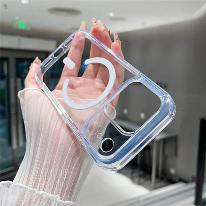 iPhone 17 Pro Magnetic Clear Case PC +TPU Hybrid Phone Cover Compatible with MagSafe