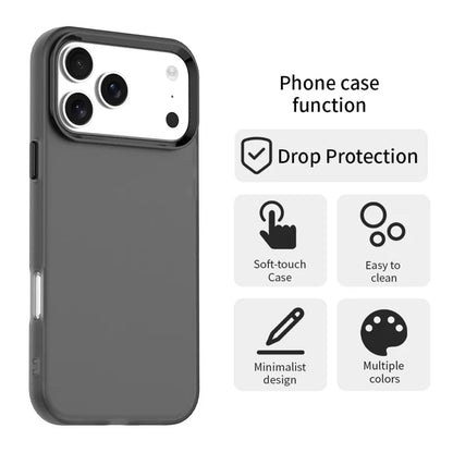 iPhone 17 Pro Max Case PC + TPU + PET Matte Anti-Drop Phone Back Cover - Black