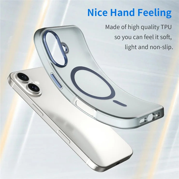 iPhone 16 Cover Kompatibel med MagSafe TPU + PC Slank Mat Gennemsigtigt Telefoncover - Mørkeblå