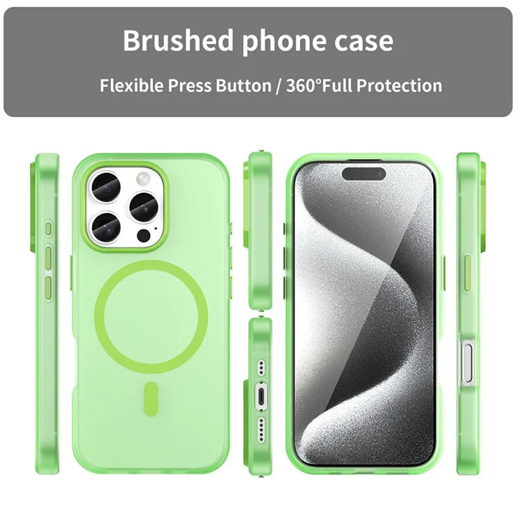 iPhone 16 Pro Case Compatible with MagSafe TPU + PC Slim Matte Translucent Phone Cover - Green