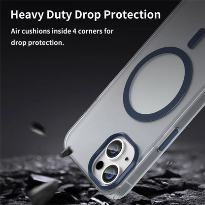iPhone 14 Translucent Phone Case Matte Design Compatible with MagSafe Wireless Charging - Dark Blue