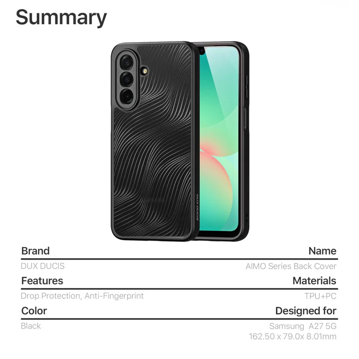 Dux Ducis til Samsung Galaxy A27 etui Aimo Series TPU+PC Mat Stødsikkert Telefoncover (REACH certificering) - Sort