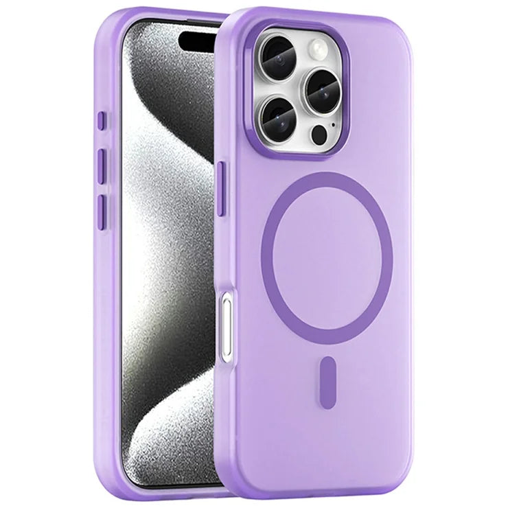 iPhone 16 Pro Cover kompatibelt med MagSafe TPU + PC Slankt Mat Gennemsigtigt Telefoncover - Mørkelilla