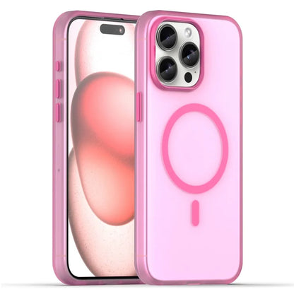 iPhone 15 Pro Case Translucent Matte Back Slim Phone Cover - Pink