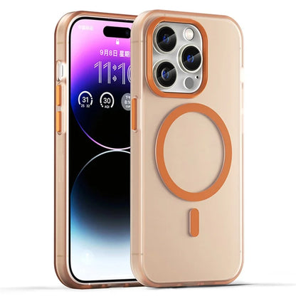 Magnetic Case for iPhone 14 Pro Max Compatible with MagSafe Translucent Matte Back Cover - Orange