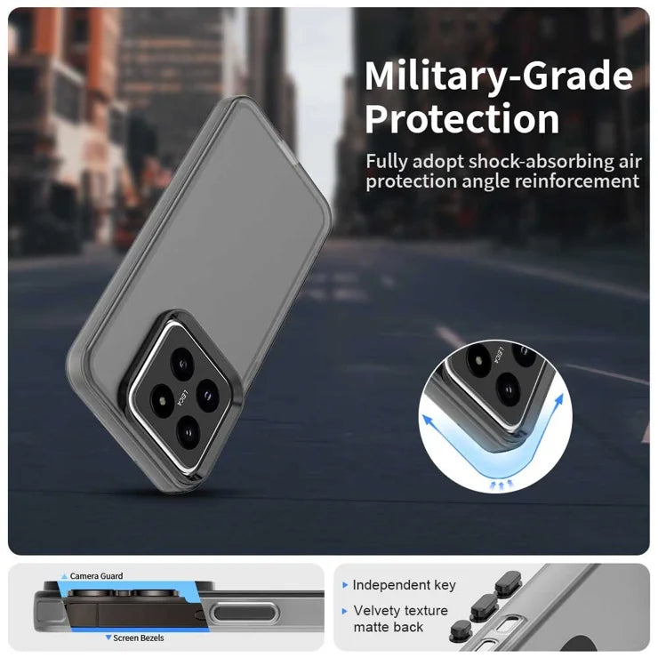 Xiaomi 14 -suojakotelo PC+TPU+PET, mattapintainen, putoamissuojattu puhelimen takakansi – musta