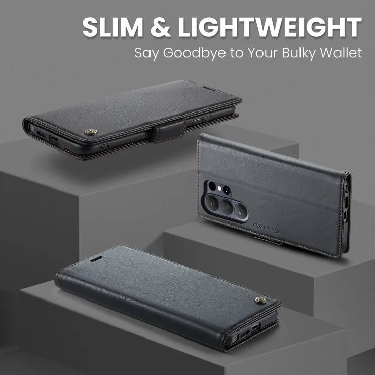 CASEME For Samsung Galaxy S26 Ultra Case  023 Series RFID Blocking Glossy Stand Phone Cover - Black