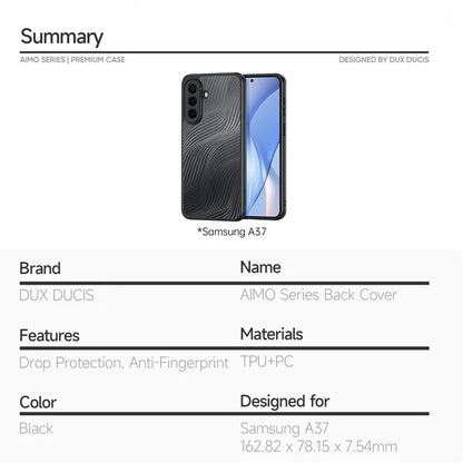 DUX DUCIS Til Samsung Galaxy A37 5G Etui Aimo Series TPU+PC Mat Stødsikkert Telefoncover (REACH Certificering) - Sort