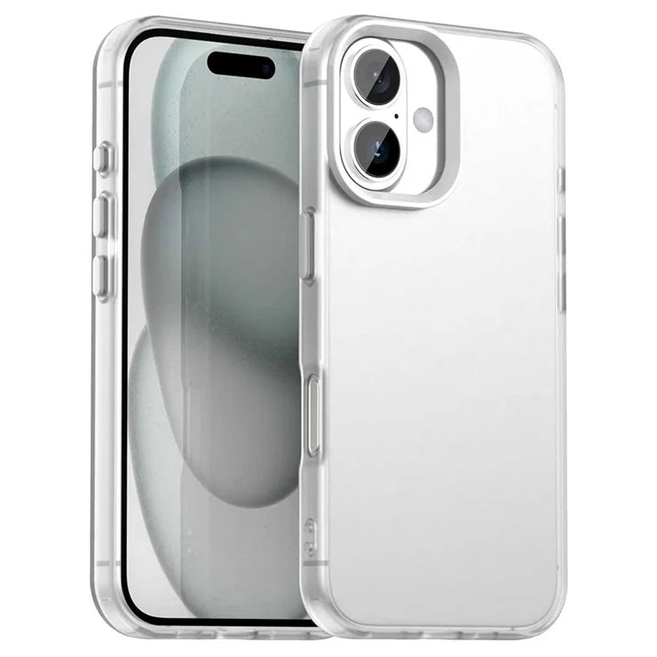 iPhone 16 Cover PC+TPU+PET Mat Anti-Drop Telefonbagcover - Hvid