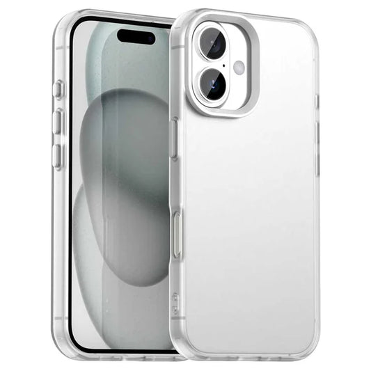 iPhone 16 Case PC+TPU+PET Matte Anti-Drop Phone Back Cover - White