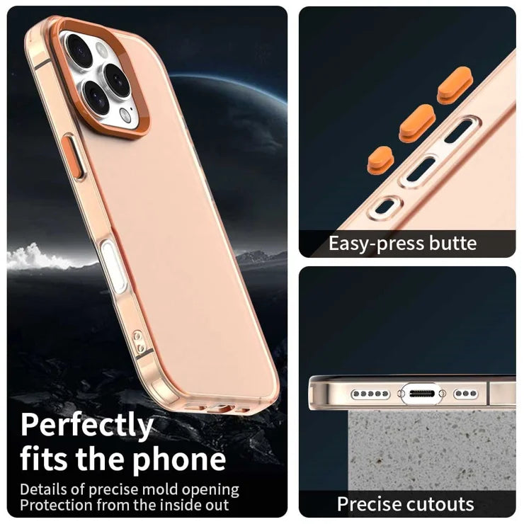 iPhone 16 Pro Case PC+TPU+PET Matte Anti-Drop Phone Back Cover - Orange