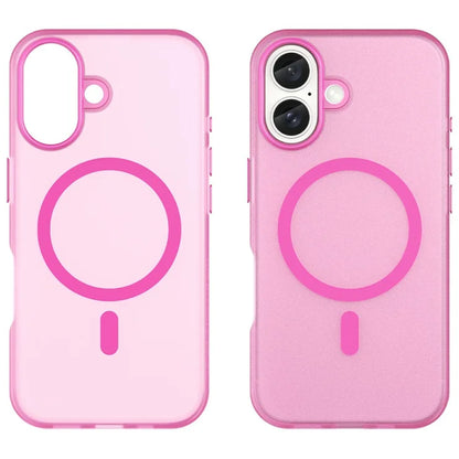 iPhone 16 Cover Kompatibel med MagSafe TPU + PC Slim Mat Gennemsigtigt Telefoncover - Pink