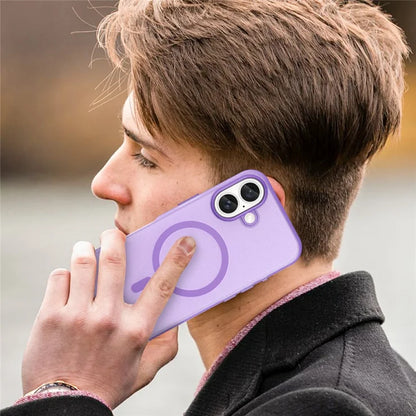 iPhone 16 Cover Kompatibel med MagSafe TPU + PC Slank Mat Gennemsigtig Telefoncover - Mørk Lilla