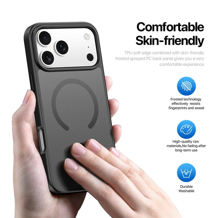 DUX DUCIS Yind Series Til iPhone 17 Pro Max Cover TPU + PC Mat Telefoncover Kompatibelt med MagSafe - Sort