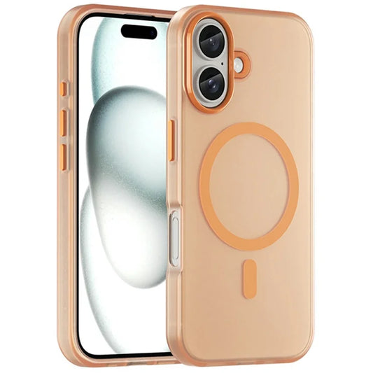 iPhone 16 Case Compatible with MagSafe TPU + PC Slim Matte Translucent Phone Cover - Orange