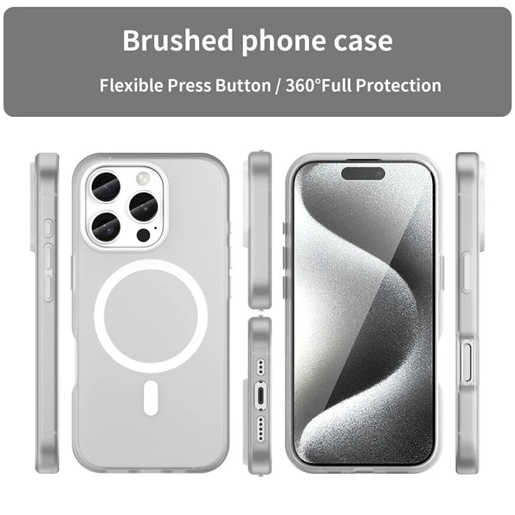 iPhone 16 Pro Case Compatible with MagSafe TPU + PC Slim Matte Translucent Phone Cover - White