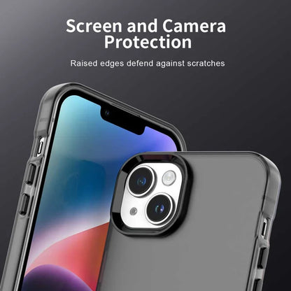iPhone 15 Plus / 14 Plus Case PC+TPU+PET Matte Anti-Drop Phone Back Cover - Black