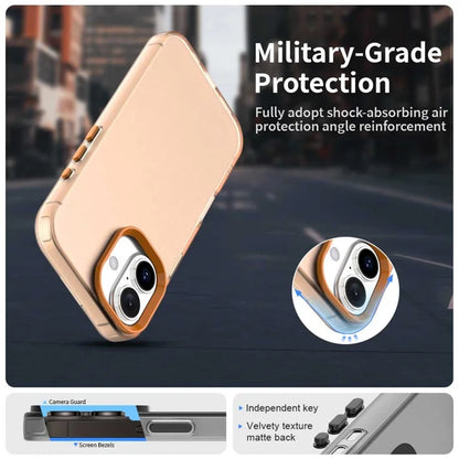 iPhone 16 Cover PC+TPU+PET Mat Anti-drop Telefon Bagcover - Orange