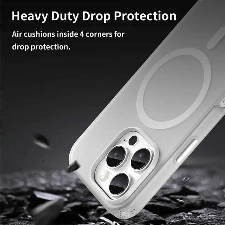 iPhone 16 Pro Case Compatible with MagSafe TPU + PC Slim Matte Translucent Phone Cover - White