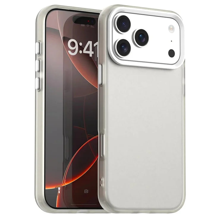 iPhone 17 Pro Max Case PC + TPU + PET Matte Anti-Drop Phone Back Cover - White