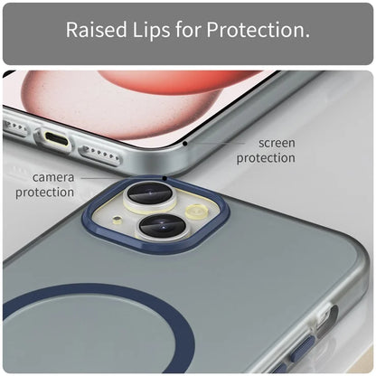 iPhone 15 Plus / 14 Plus Magnetic Case Translucent Matte Anti-Fingerprint Phone Cover - Dark Blue